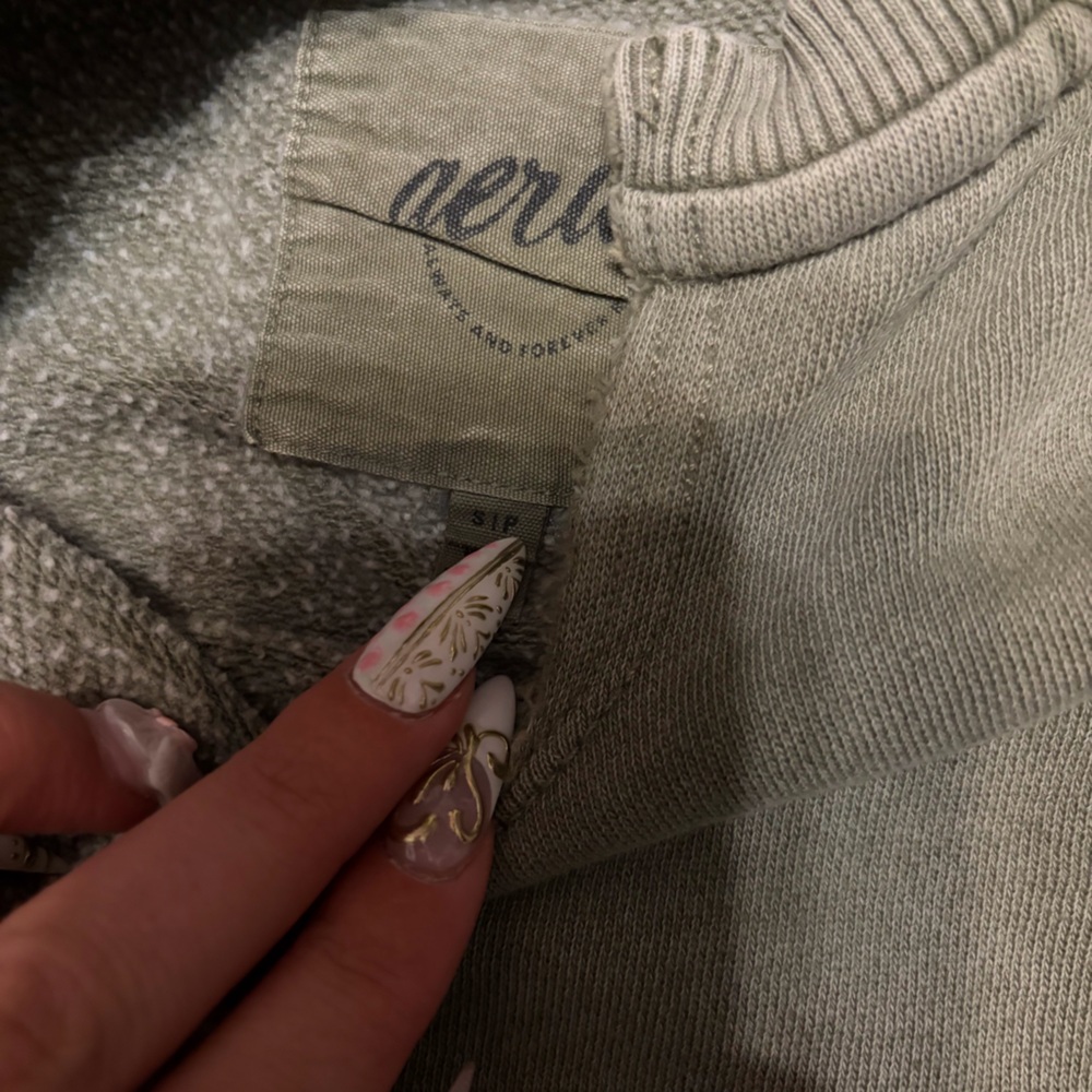 aerie Olive Sage Knit Crewneck Sweater - Picture 3 of 4